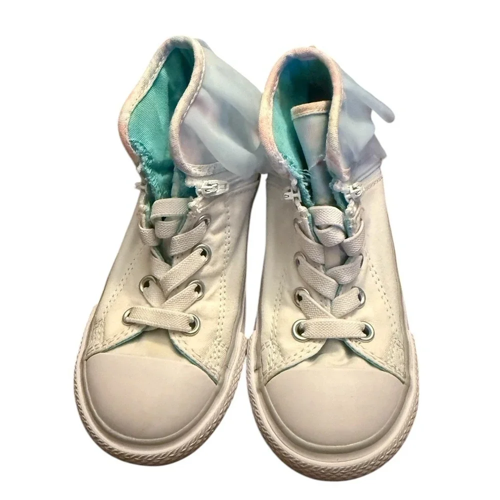 Converse Chuck Taylor All Star Shoes Size 10 High Top Ruffle Detail White Blue